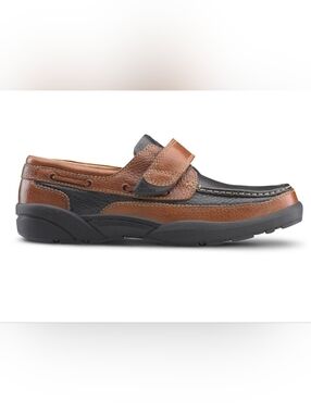 Men's Two-Tone Brown and Black Leather Slip-On Moccasin